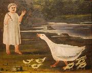 Niko Pirosmanashvili A girl and a goose with goslings Germany oil painting artist
